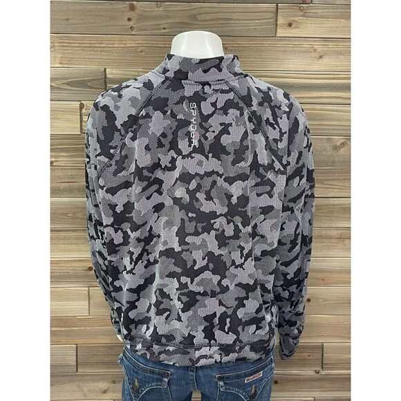 Spyder 1/4 Zip Base Layer Womens XL Long Sleeve Top Gray Camo Pullover - Picture 2 of 5